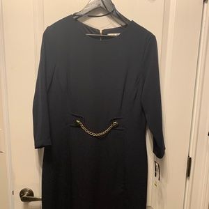 Sandra Darren Navy Dress, with Gold Back Zipper